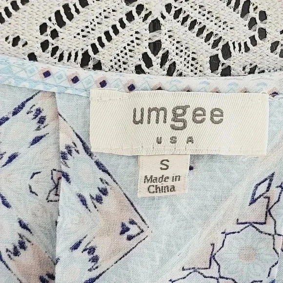 Umgee printed wrap long sleeve blouse S - Picture 6 of 8